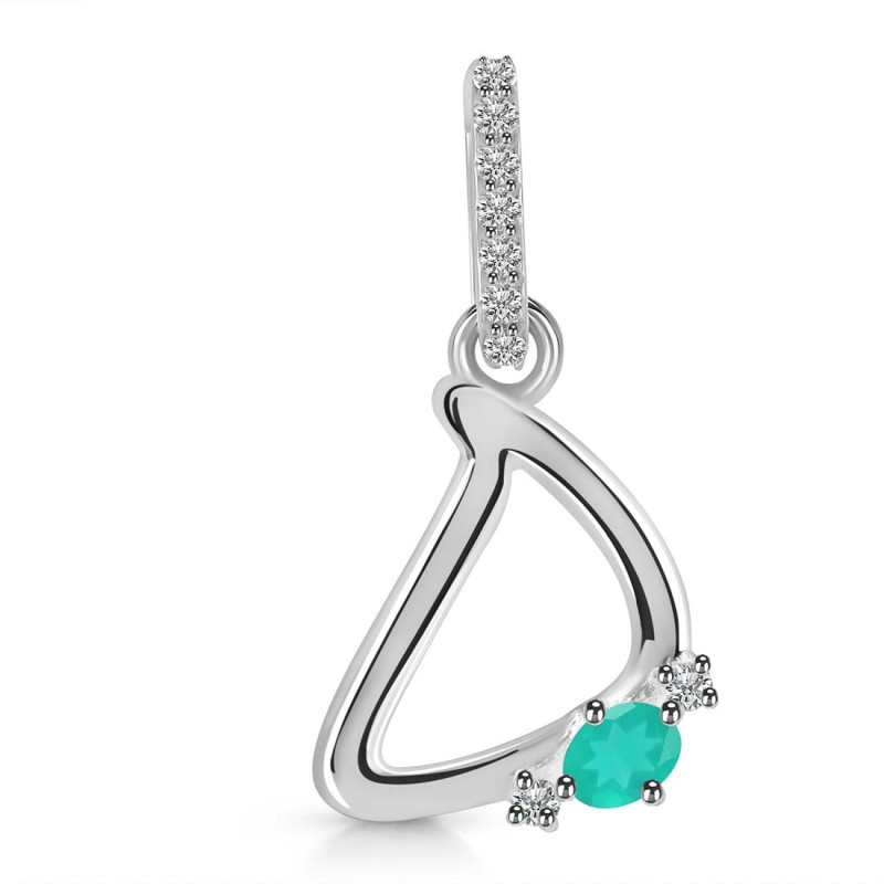 Green Onyx & White Topaz Alphabet D Pendant GRO-RDA-30.