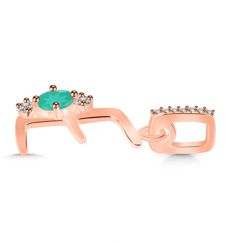 Green Onyx & White Topaz Alphabet E Pendant GRO-RDA-31.