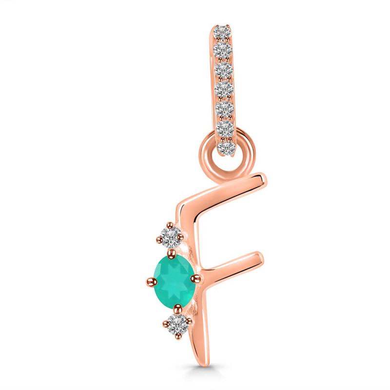 Green Onyx & White Topaz Alphabet F Pendant GRO-RDA-32.
