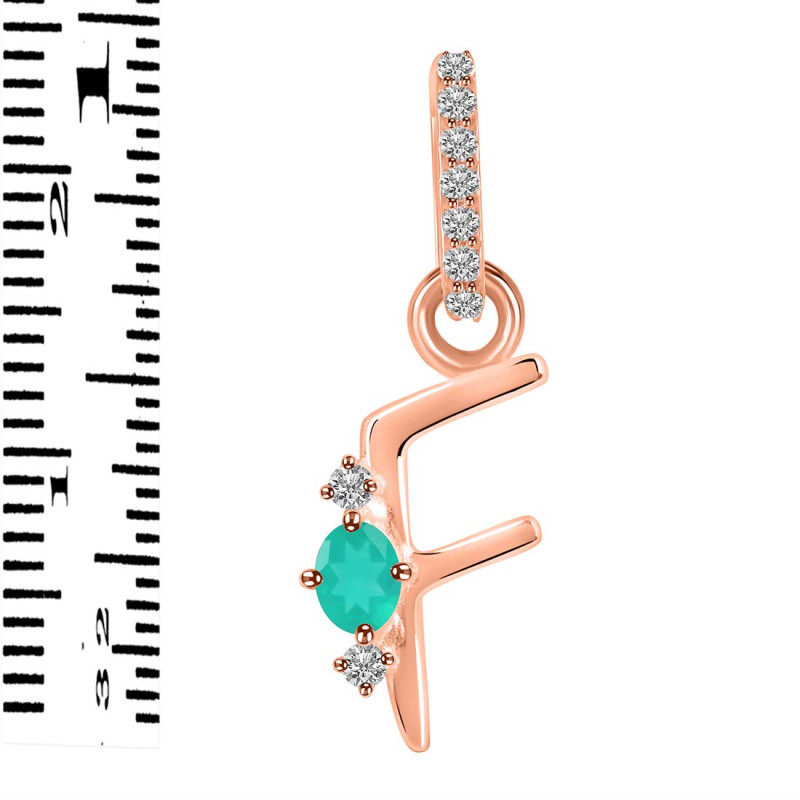 Green Onyx & White Topaz Alphabet F Pendant GRO-RDA-32.
