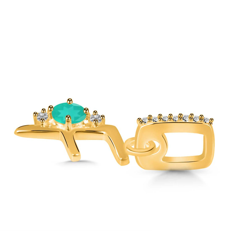 Green Onyx & White Topaz Alphabet F Pendant GRO-RDA-32.
