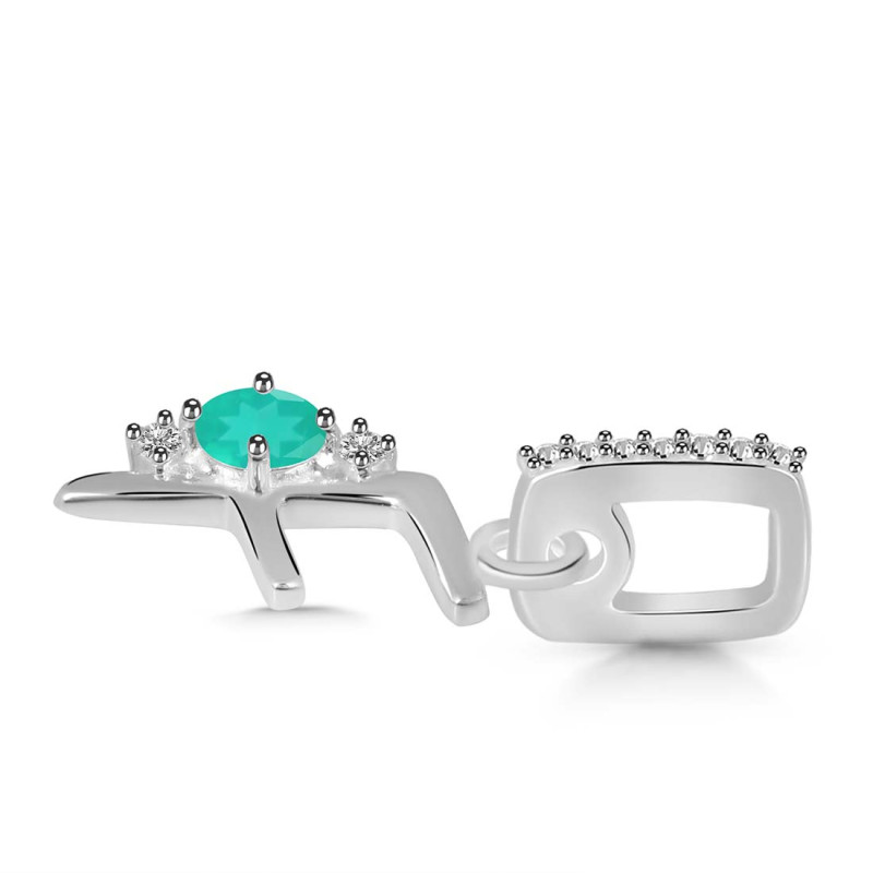 Green Onyx & White Topaz Alphabet F Pendant