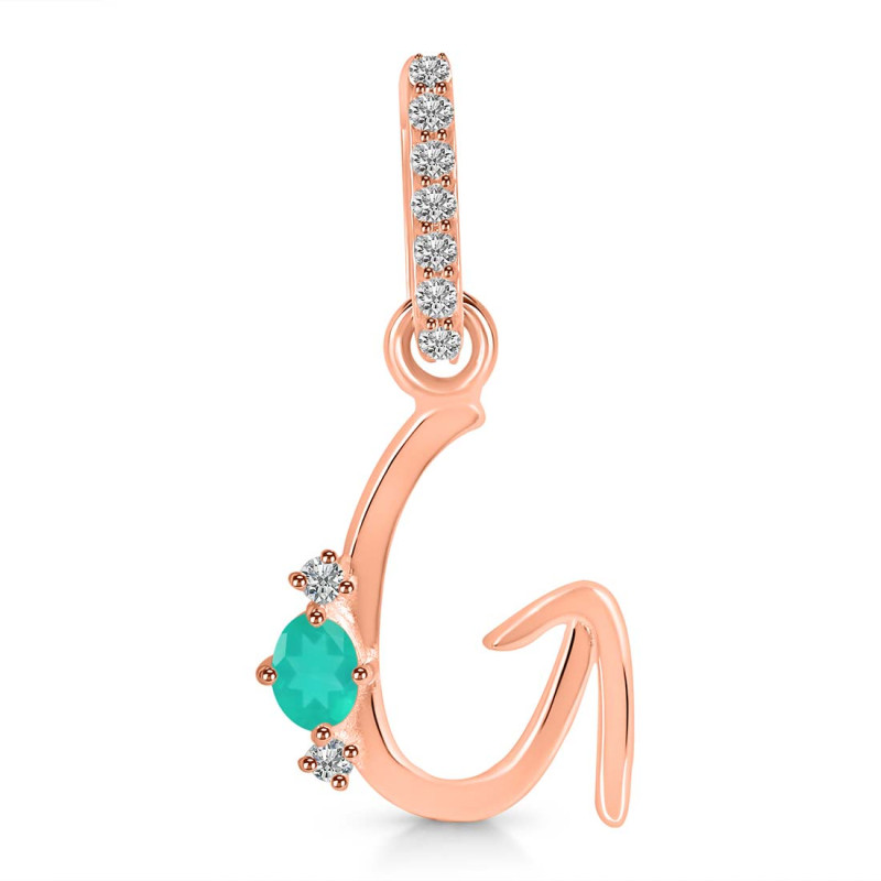 Green Onyx & White Topaz Alphabet G Pendant GRO-RDA-33.