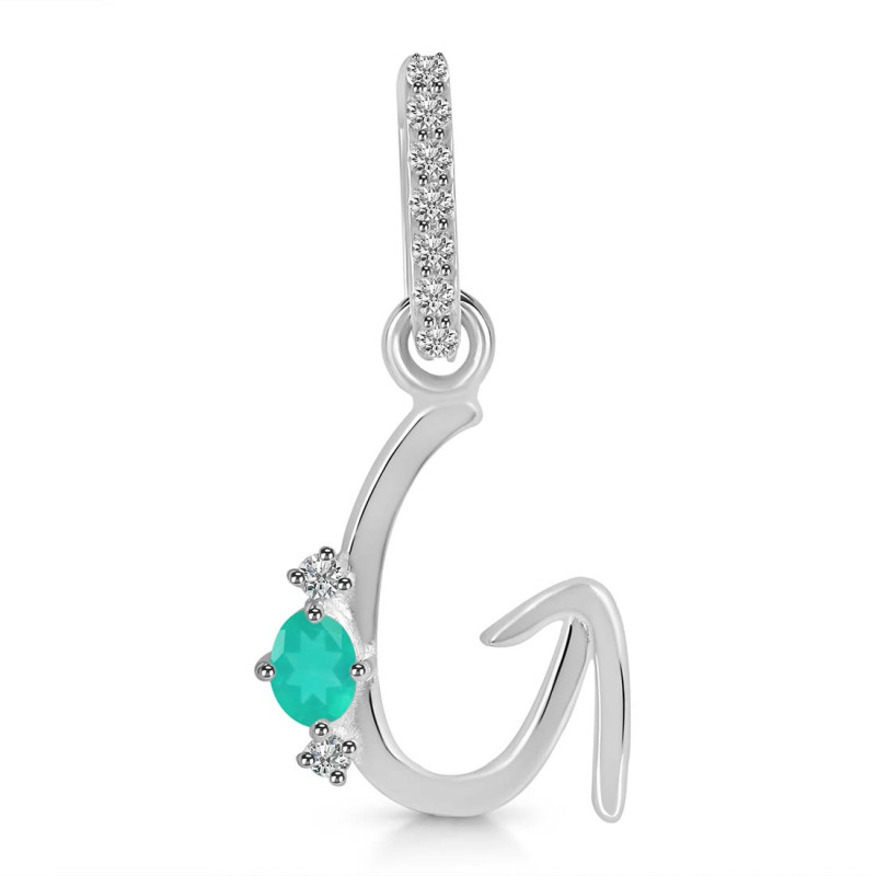 Green Onyx & White Topaz Alphabet G Pendant GRO-RDA-33.