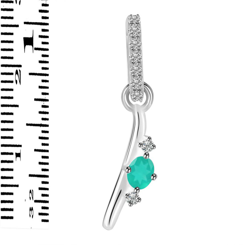Green Onyx & White Topaz Alphabet I Pendant GRO-RDA-35.
