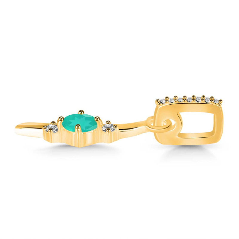 Green Onyx & White Topaz Alphabet I Pendant GRO-RDA-35.