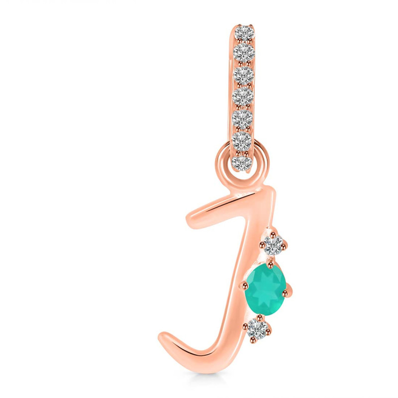 Green Onyx & White Topaz Alphabet J Pendant GRO-RDA-36.