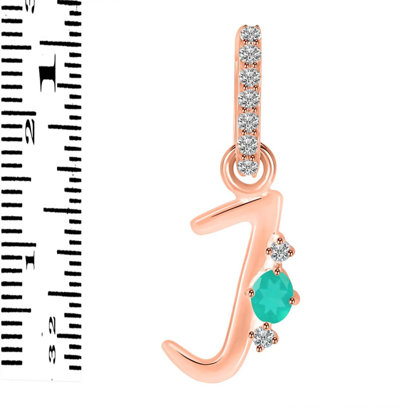 Green Onyx & White Topaz Alphabet J Pendant GRO-RDA-36.