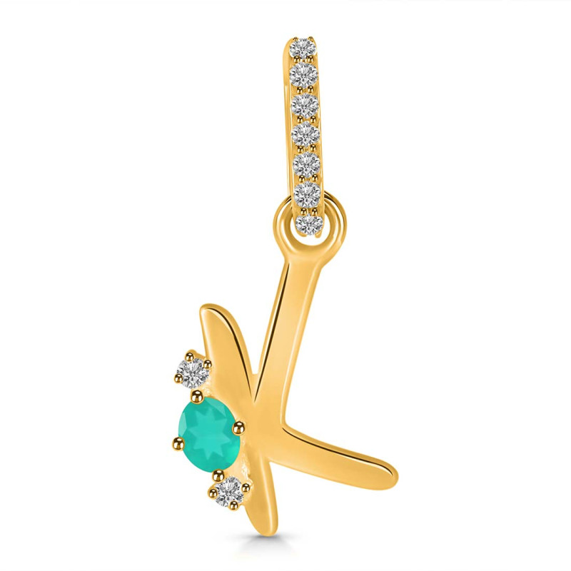 Green Onyx & White Topaz Alphabet K Pendant GRO-RDA-37.