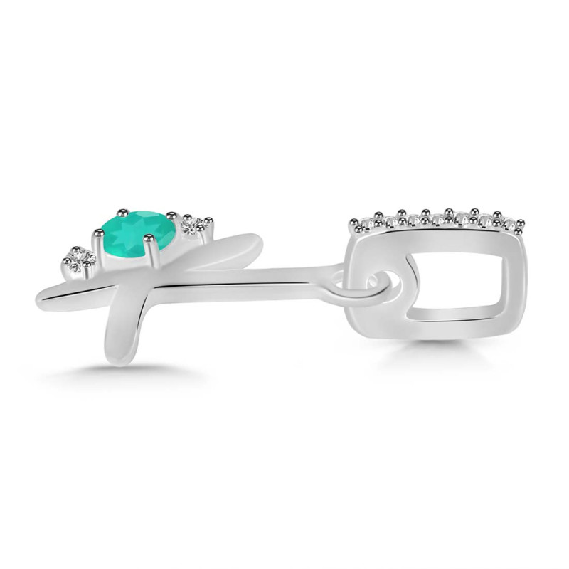 Green Onyx & White Topaz Alphabet K Pendant