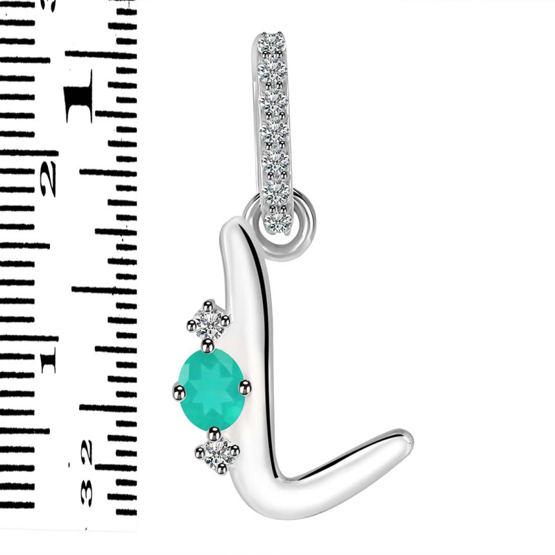 Green Onyx & White Topaz Alphabet L Pendant GRO-RDA-38.