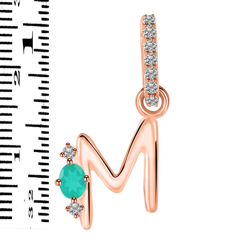 Green Onyx & White Topaz Alphabet M Pendant GRO-RDA-39.