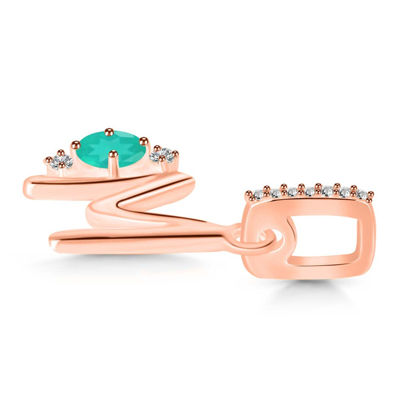 Green Onyx & White Topaz Alphabet M Pendant GRO-RDA-39.