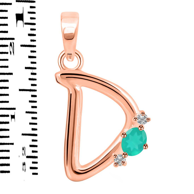 Green Onyx & White Topaz Alphabet D Pendant GRO-RDA-4.