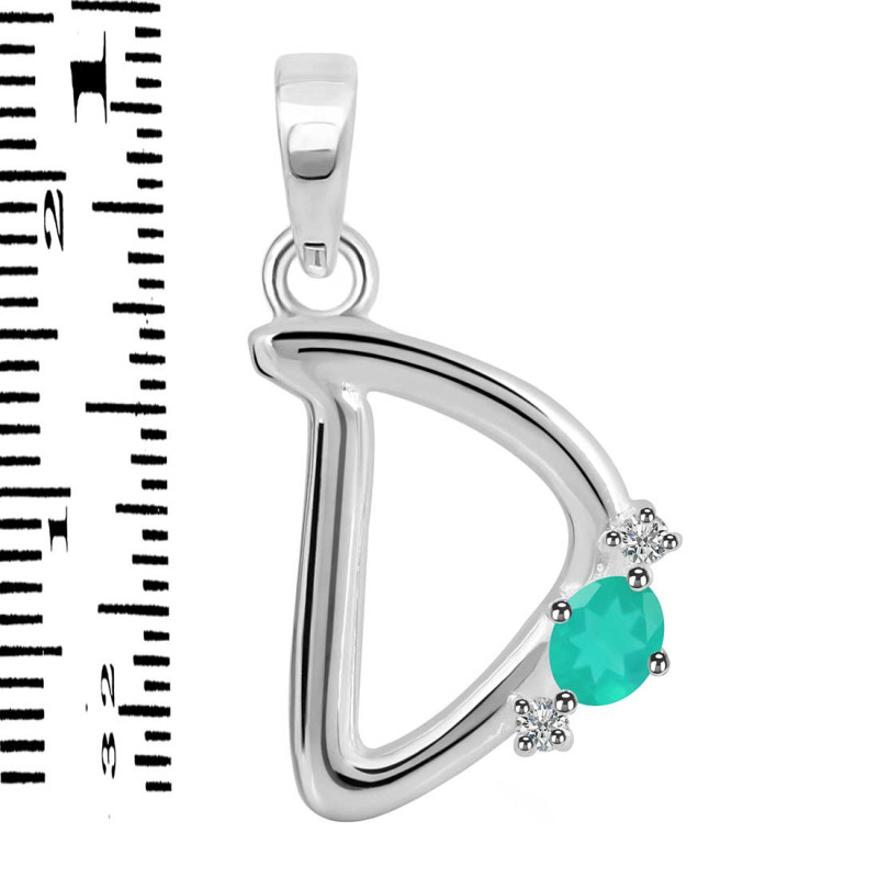 Green Onyx & White Topaz Alphabet D Pendant GRO-RDA-4.