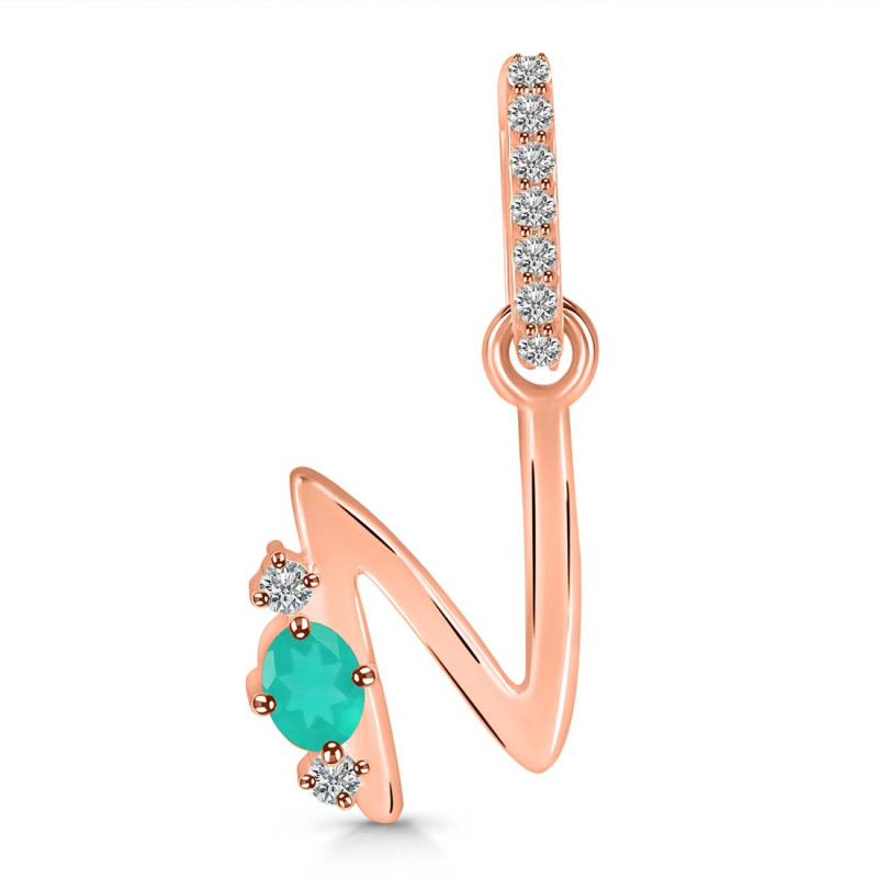 Green Onyx & White Topaz Alphabet N Pendant GRO-RDA-40.
