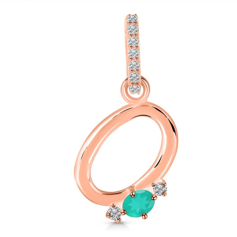 Green Onyx & White Topaz Alphabet O Pendant GRO-RDA-41.