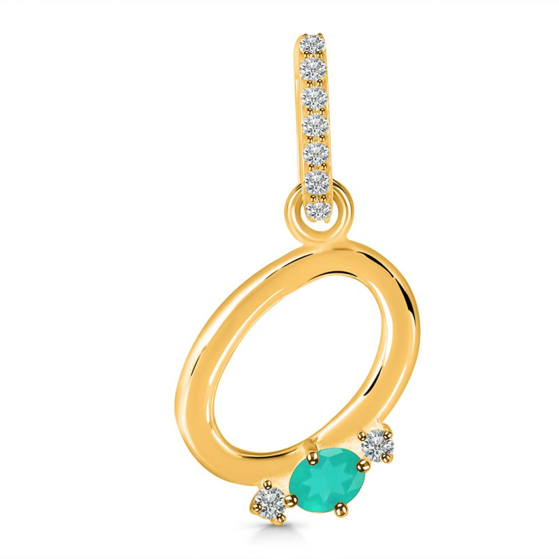 Green Onyx & White Topaz Alphabet O Pendant GRO-RDA-41.