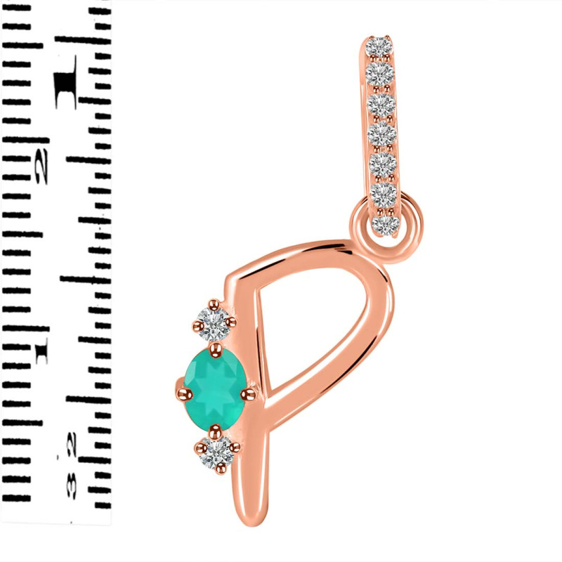 Green Onyx & White Topaz Alphabet P Pendant GRO-RDA-42.