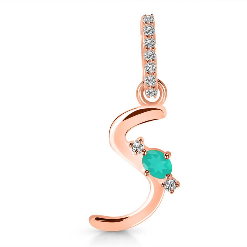 Green Onyx & White Topaz Alphabet S Pendant GRO-RDA-45.