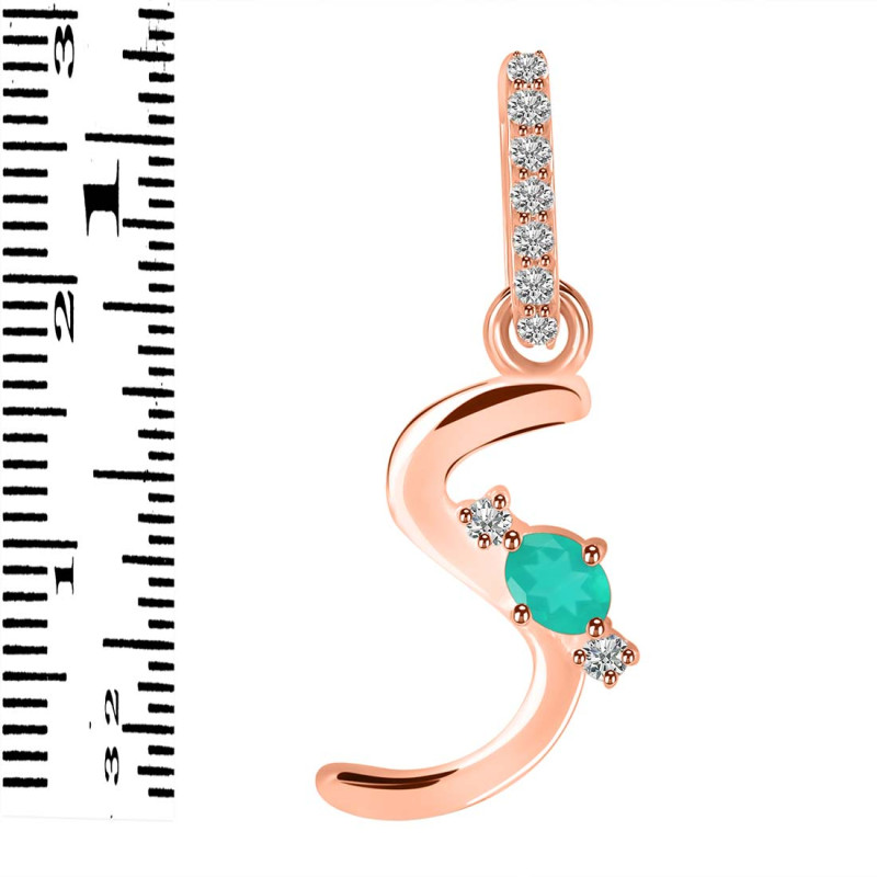 Green Onyx & White Topaz Alphabet S Pendant GRO-RDA-45.
