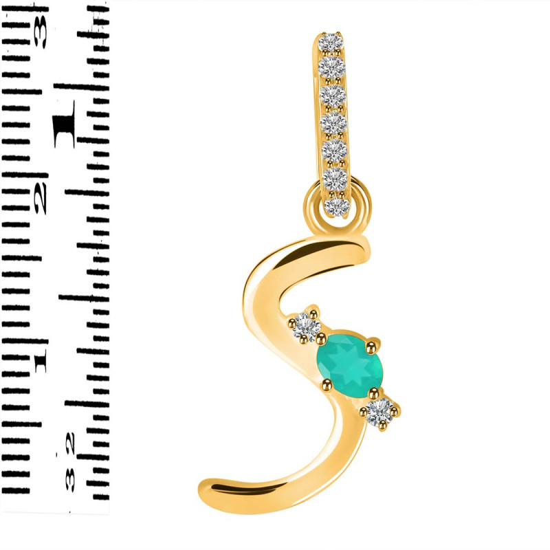 Green Onyx & White Topaz Alphabet S Pendant GRO-RDA-45.
