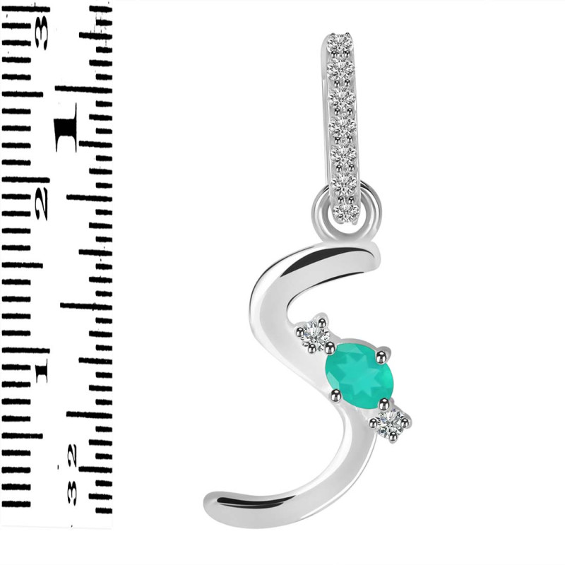 Green Onyx & White Topaz Alphabet S Pendant GRO-RDA-45.