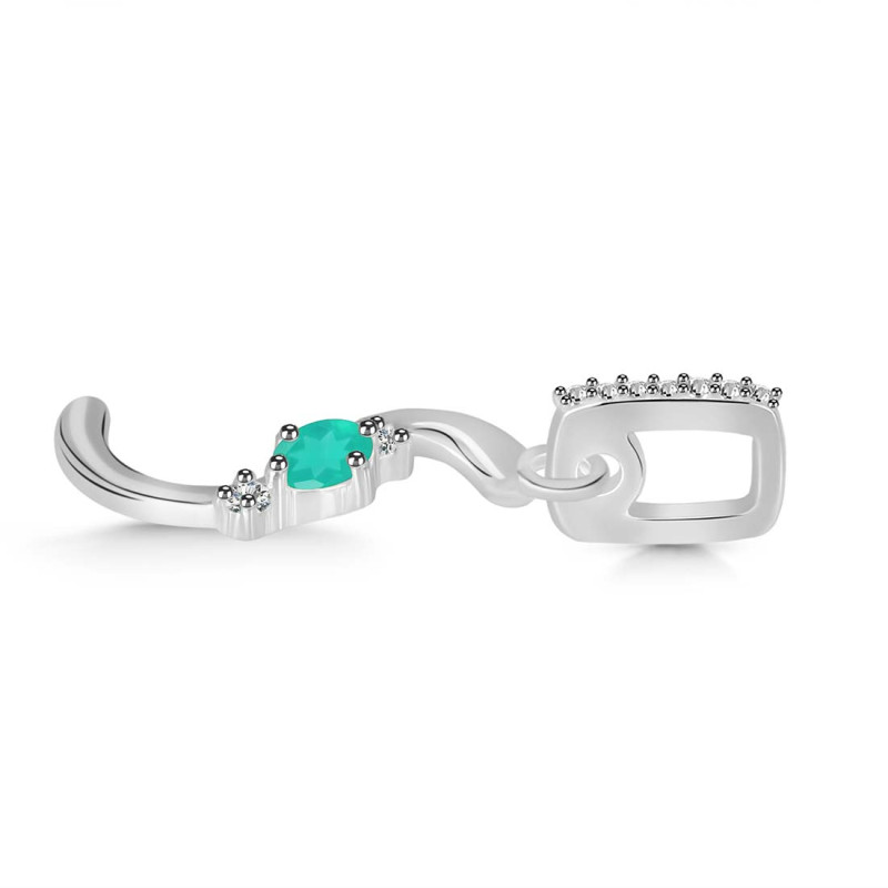 Green Onyx & White Topaz Alphabet S Pendant