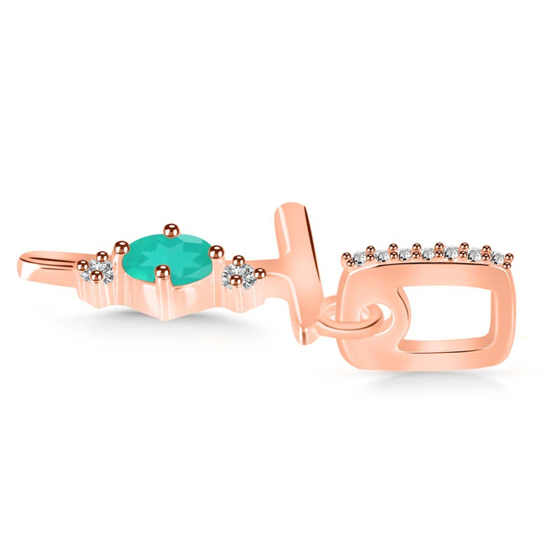 Green Onyx & White Topaz Alphabet T Pendant GRO-RDA-46.