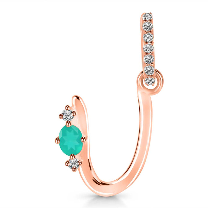 Green Onyx & White Topaz Alphabet U Pendant GRO-RDA-47.