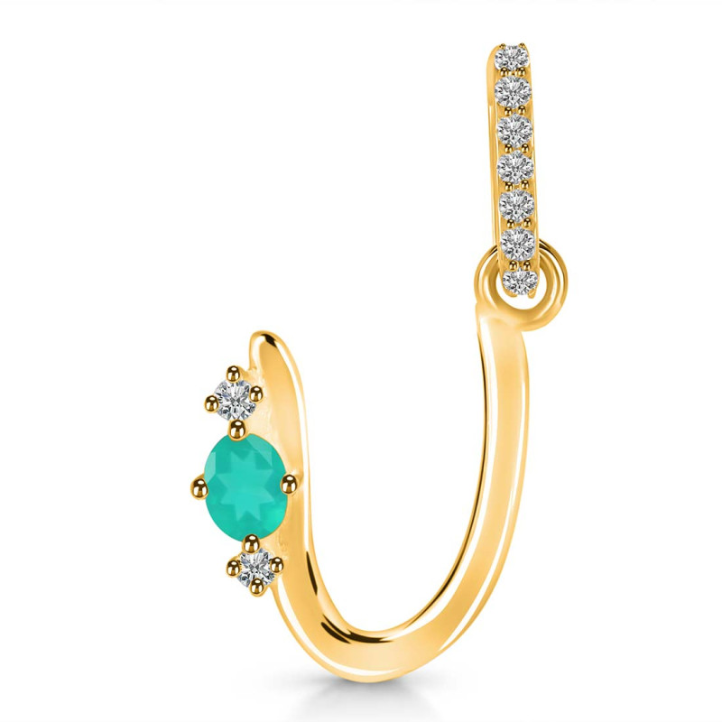 Green Onyx & White Topaz Alphabet U Pendant GRO-RDA-47.
