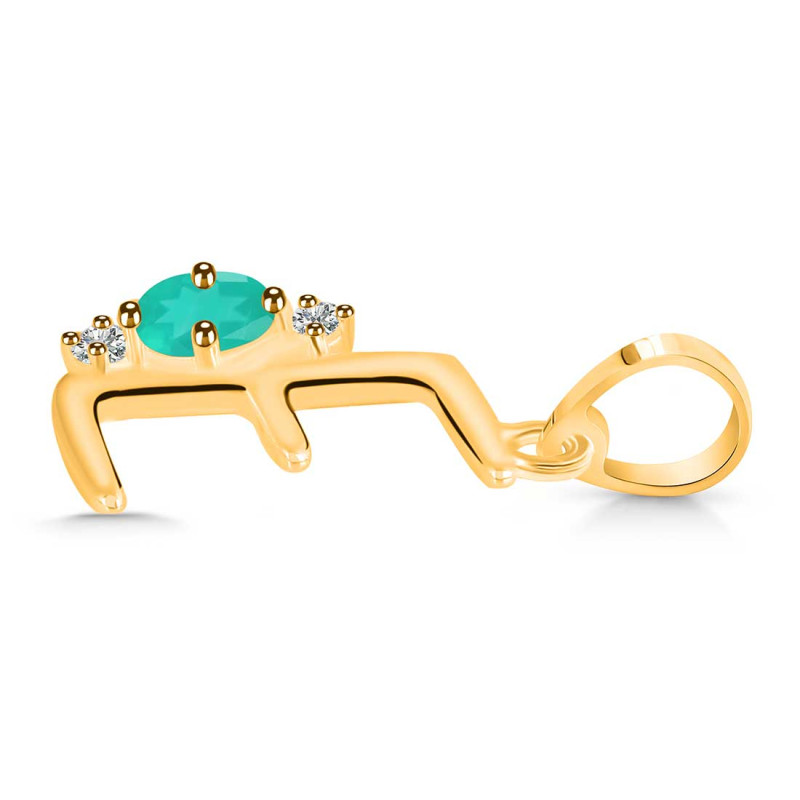 Green Onyx & White Topaz Alphabet E Pendant GRO-RDA-5.