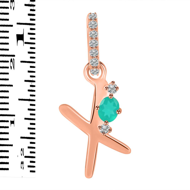 Green Onyx & White Topaz Alphabet X Pendant GRO-RDA-50.