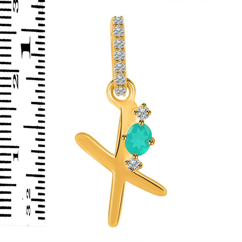 Green Onyx & White Topaz Alphabet X Pendant GRO-RDA-50.