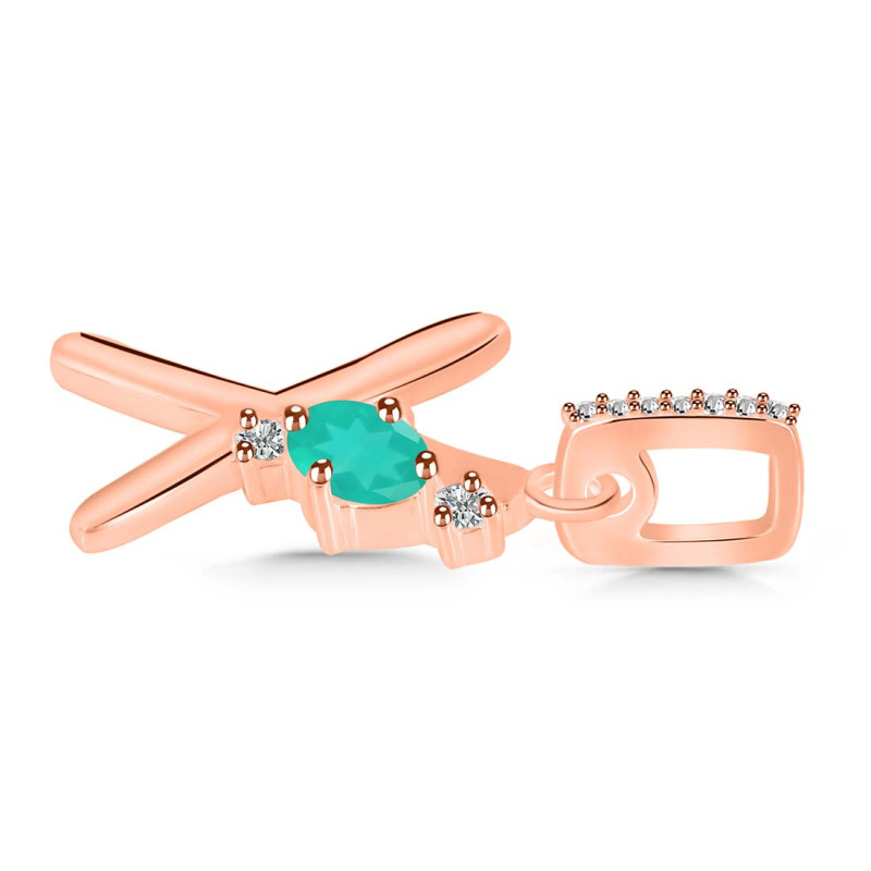 Green Onyx & White Topaz Alphabet X Pendant GRO-RDA-50.