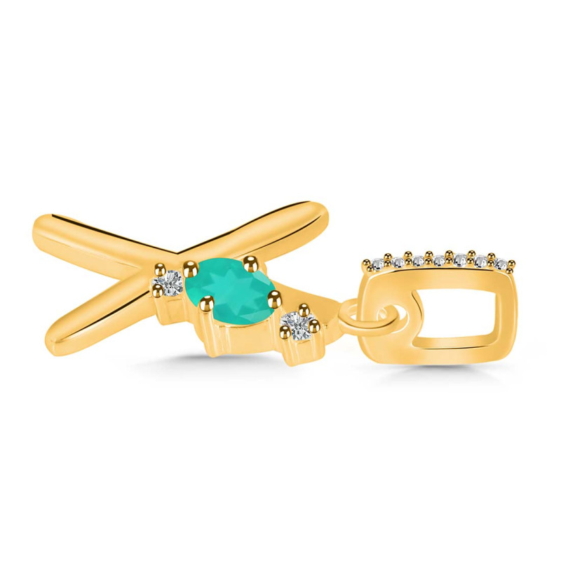 Green Onyx & White Topaz Alphabet X Pendant GRO-RDA-50.
