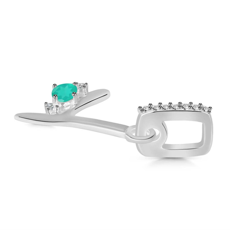 Green Onyx & White Topaz Alphabet Y Pendant