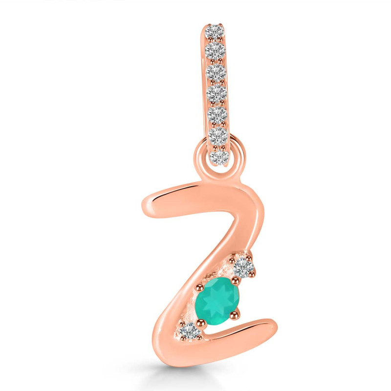 Green Onyx & White Topaz Alphabet Z Pendant GRO-RDA-52.