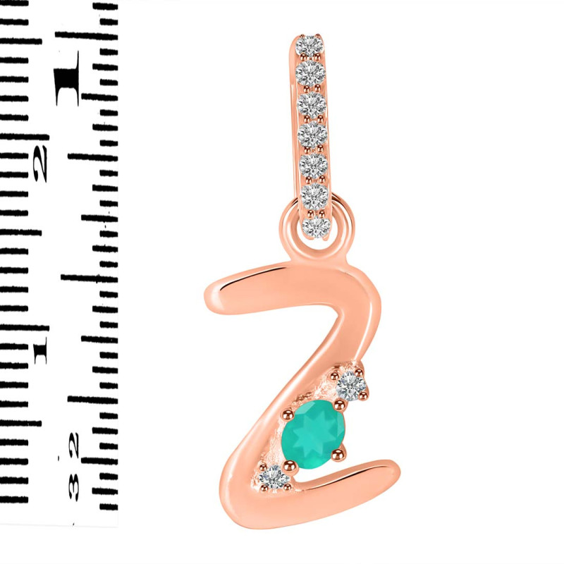 Green Onyx & White Topaz Alphabet Z Pendant GRO-RDA-52.