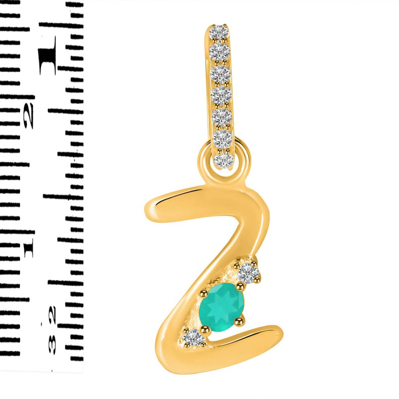 Green Onyx & White Topaz Alphabet Z Pendant GRO-RDA-52.