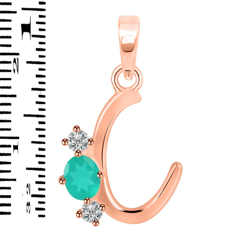Green Onyx & White Topaz Alphabet C Pendant GRO-RDA-55.