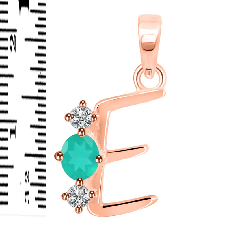 Green Onyx & White Topaz Alphabet E Pendant GRO-RDA-57.