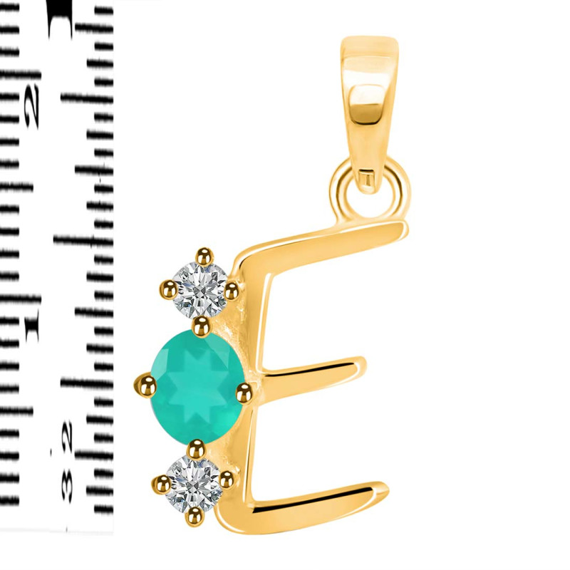 Green Onyx & White Topaz Alphabet E Pendant GRO-RDA-57.