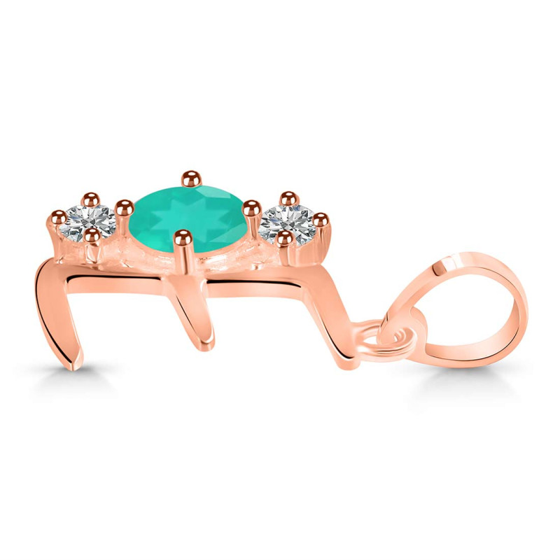 Green Onyx & White Topaz Alphabet E Pendant GRO-RDA-57.