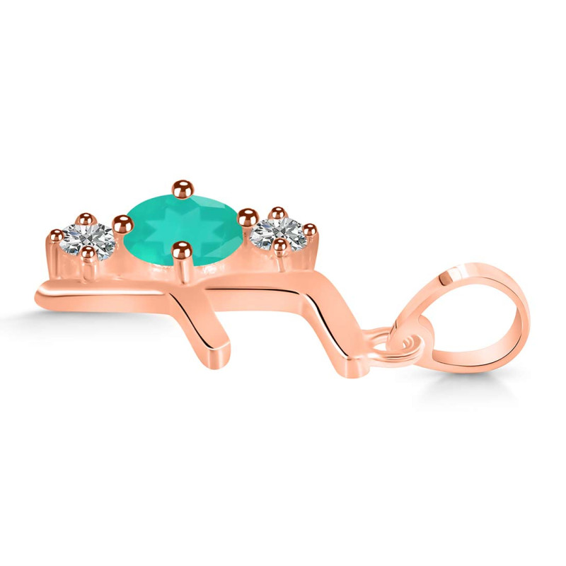 Green Onyx & White Topaz Alphabet F Pendant GRO-RDA-58.