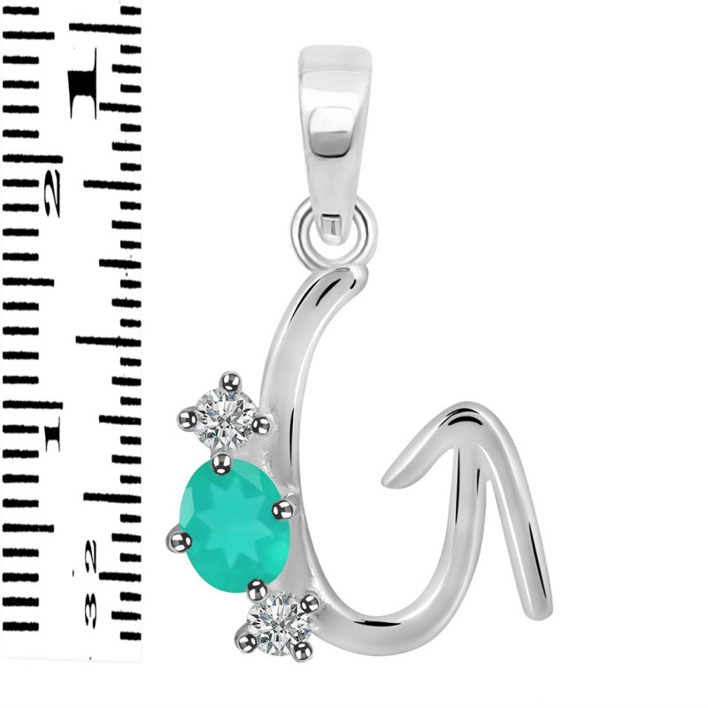 Green Onyx & White Topaz Alphabet G Pendant GRO-RDA-59.