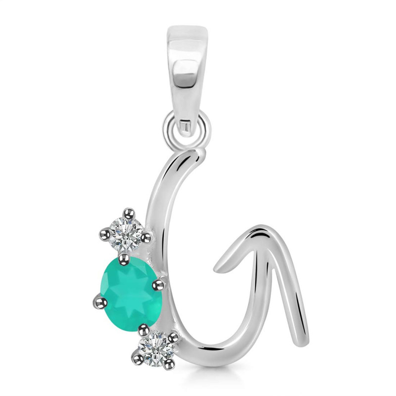 Green Onyx & White Topaz Alphabet G Pendant GRO-RDA-59.