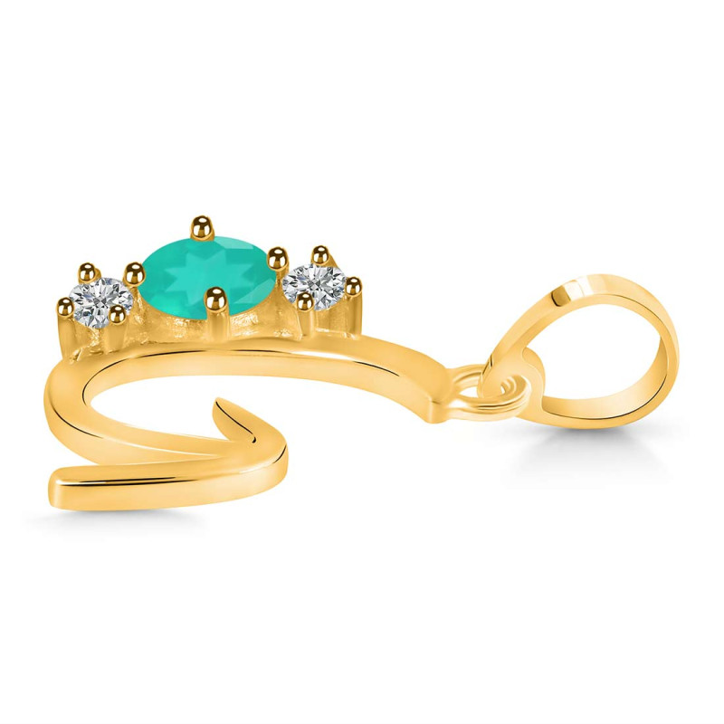 Green Onyx & White Topaz Alphabet G Pendant GRO-RDA-59.