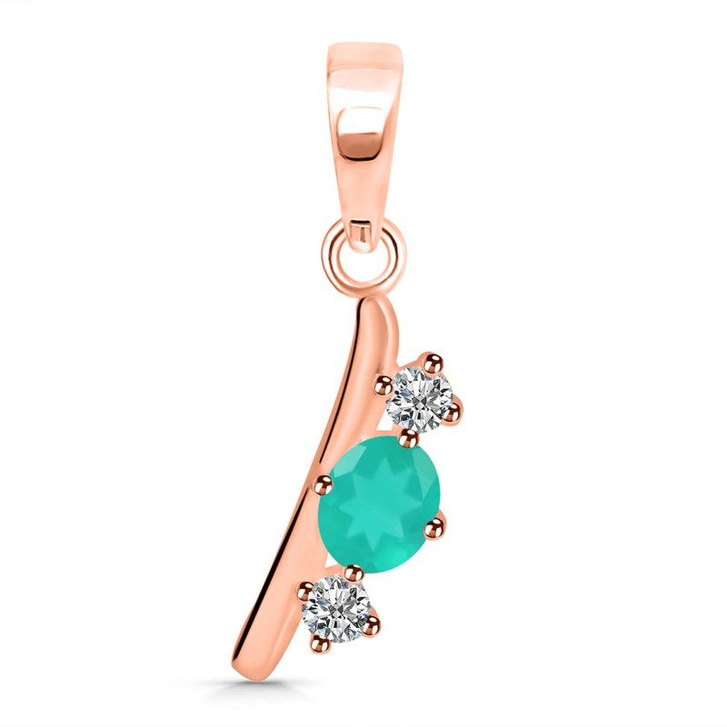Green Onyx & White Topaz Alphabet I Pendant GRO-RDA-61.