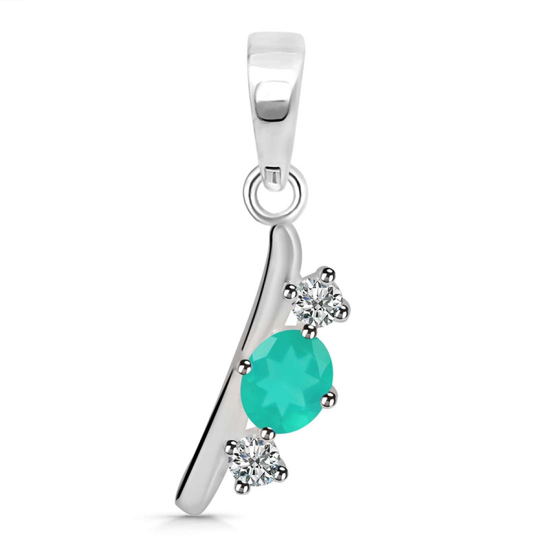 Green Onyx & White Topaz Alphabet I Pendant GRO-RDA-61.